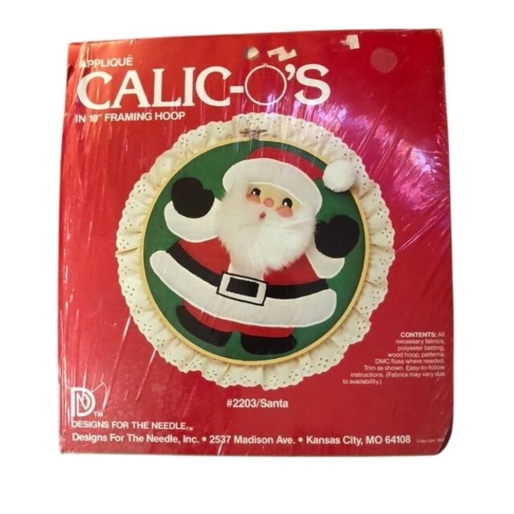 1982 Calico's Santa Appliqué 10” Framing Hoop NEW